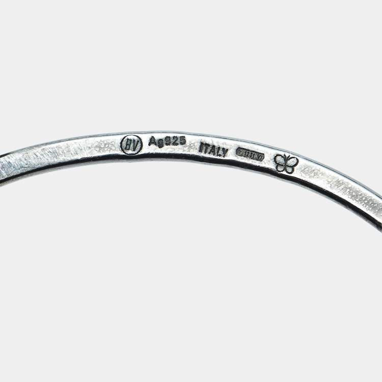 Pre Owned Bottega Veneta Textured Sterling Silver Bracelet S