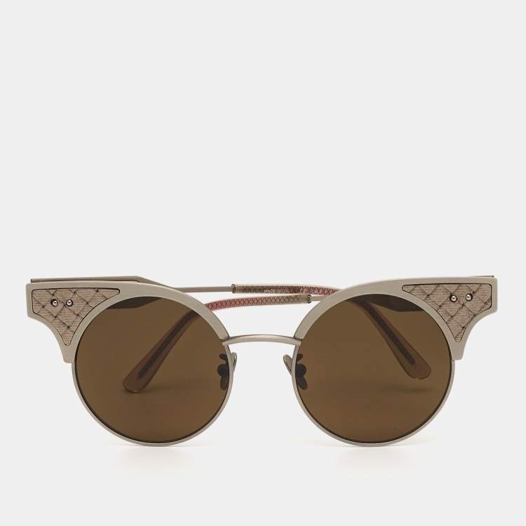 Pre Owned Bottega Veneta Black/Grey BVQ113S Cat Eye Sunglasses