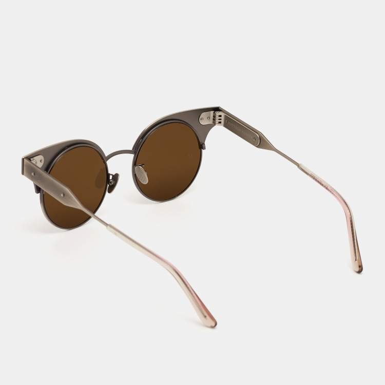Pre Owned Bottega Veneta Black/Grey BVQ113S Cat Eye Sunglasses