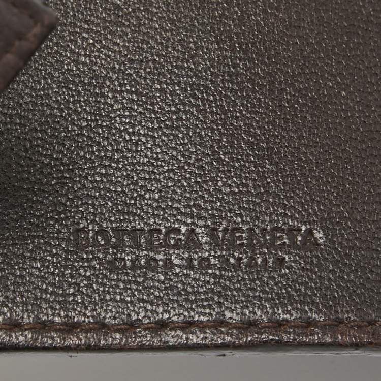 Pre Owned Bottega Veneta Dark Brown Intrecciato Leather Double Buckle Wrap Bracelet