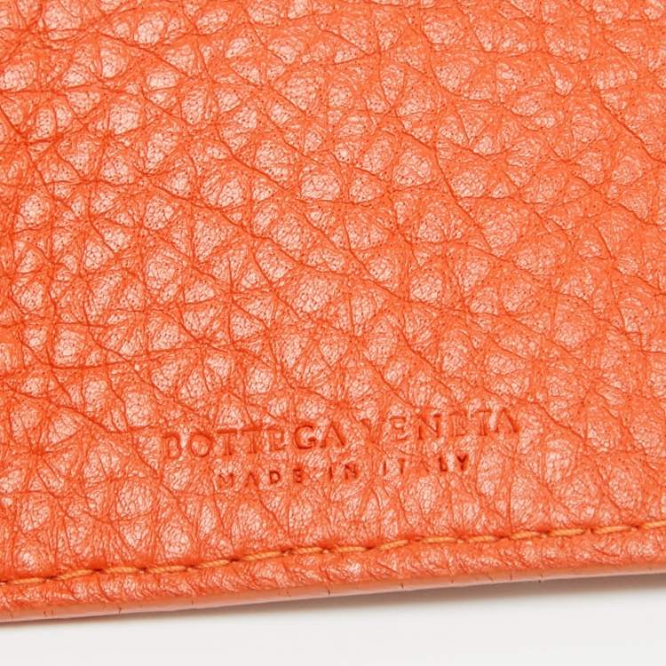 Pre Owned Bottega Veneta Orange/Beige Intrecciato Leather and Jute Double Buckle Wrap Bracelet