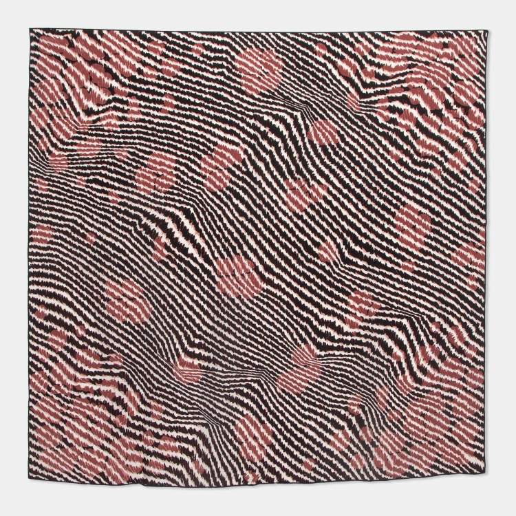 Pre Owned Bottega Veneta Black Print Silk Scarf