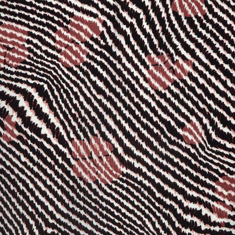 Pre Owned Bottega Veneta Black Print Silk Scarf