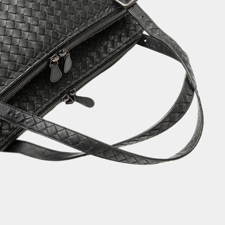 Pre Owned Bottega Veneta Black Nappa Intrecciato Business Bag