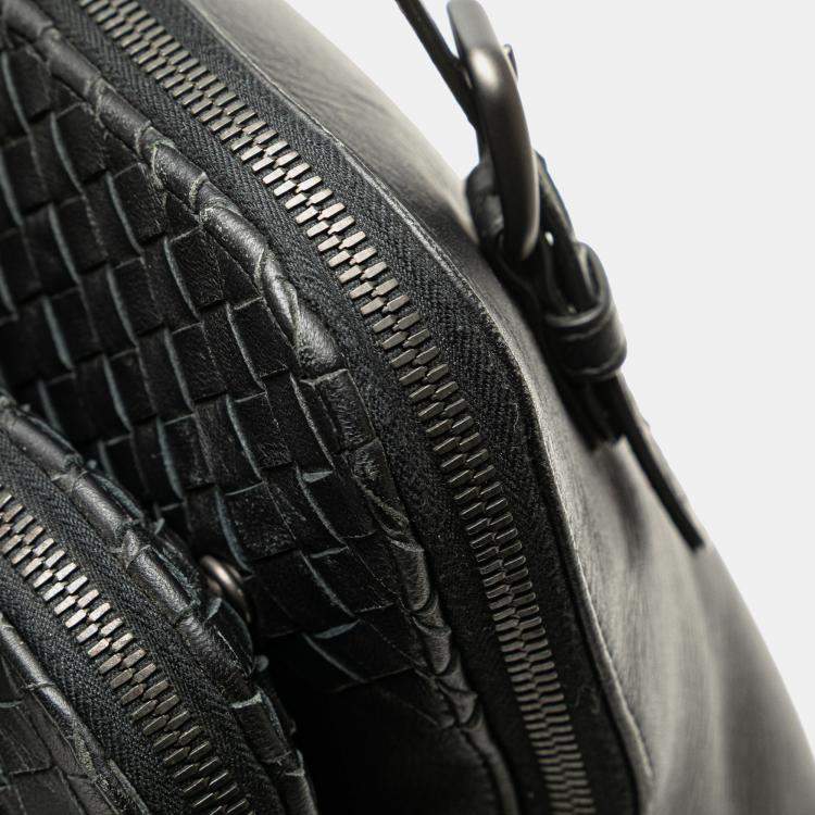 Pre Owned Bottega Veneta Black Nappa Intrecciato Business Bag