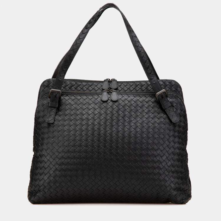 Pre Owned Bottega Veneta Black Nappa Intrecciato Business Bag