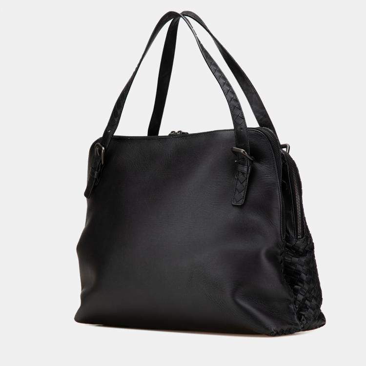 Pre Owned Bottega Veneta Black Nappa Intrecciato Business Bag