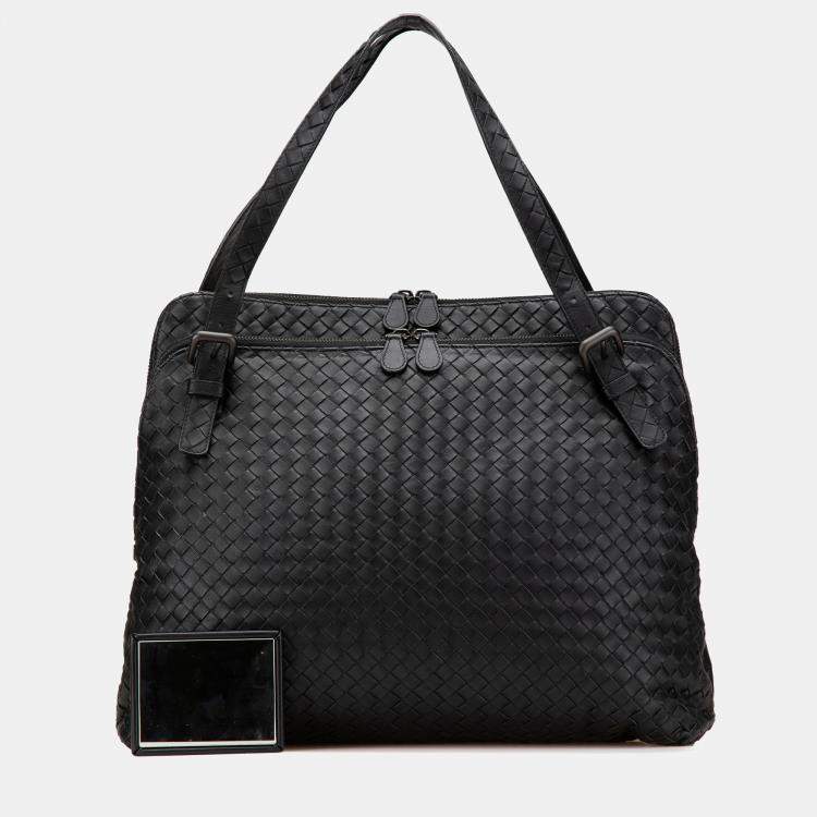 Pre Owned Bottega Veneta Black Nappa Intrecciato Business Bag