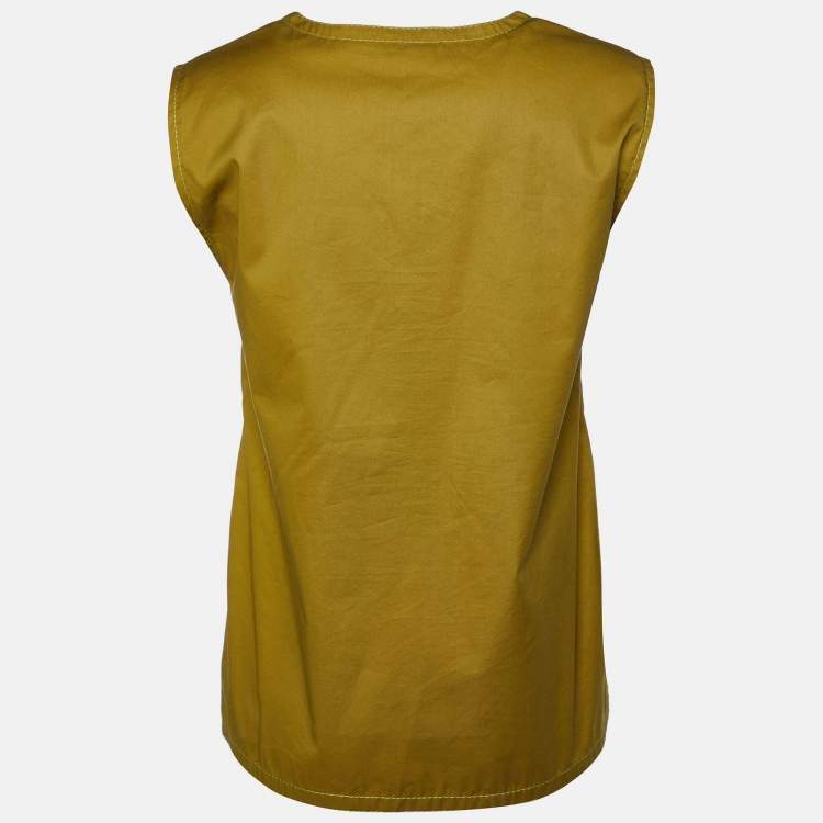 Pre Owned Bottega Veneta Green Cotton Sleeveless Top S