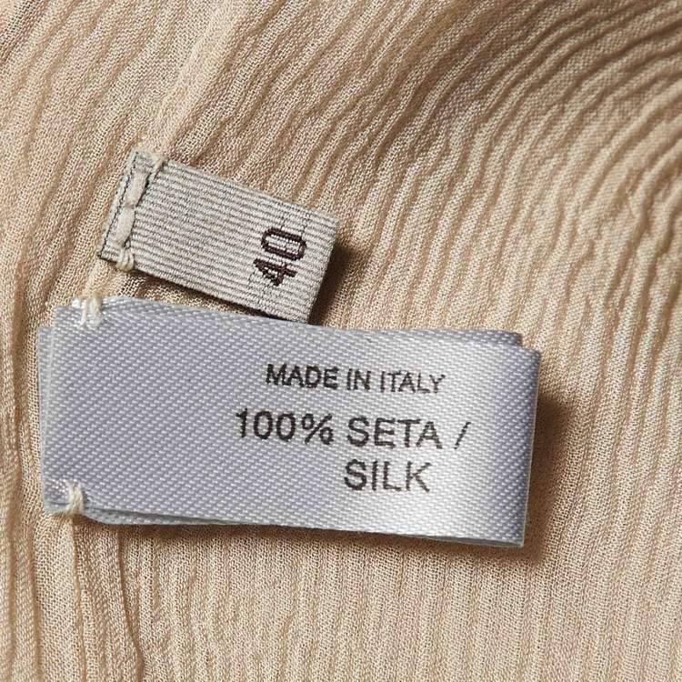 Pre Owned Bottega Veneta Beige Silk Front Tie-Up Top S