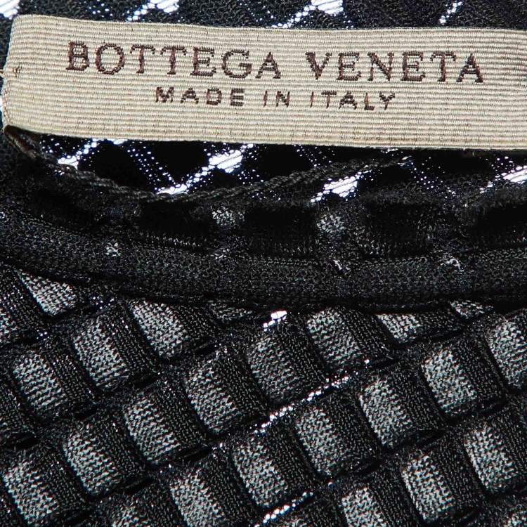 Pre Owned Bottega Veneta Black Printed & Textured Crepe Gown S