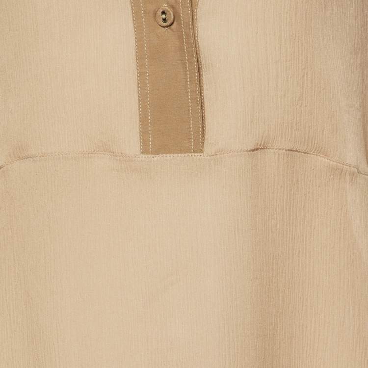 مملوكة مسبقًا Bottega Veneta Beige Silk Crepe Full Sleeves Top M