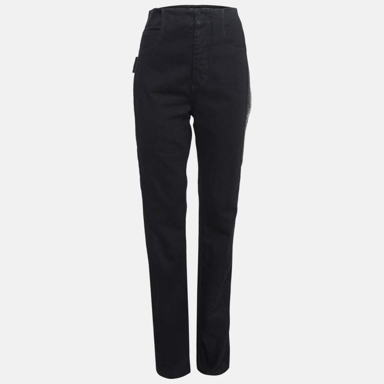 Pre Owned Bottega Veneta Black Side Stripe Denim Jeans M Waist 32"