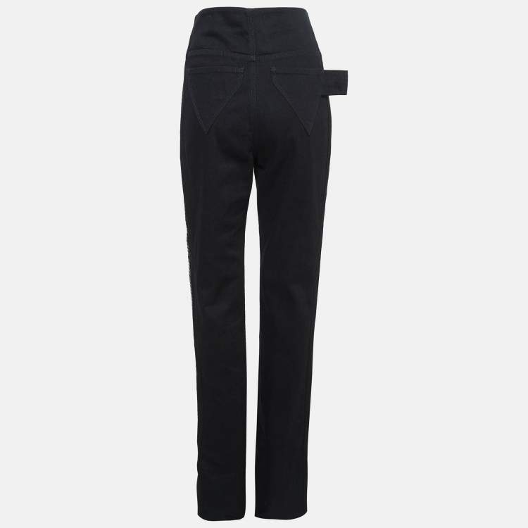 Pre Owned Bottega Veneta Black Side Stripe Denim Jeans M Waist 32"