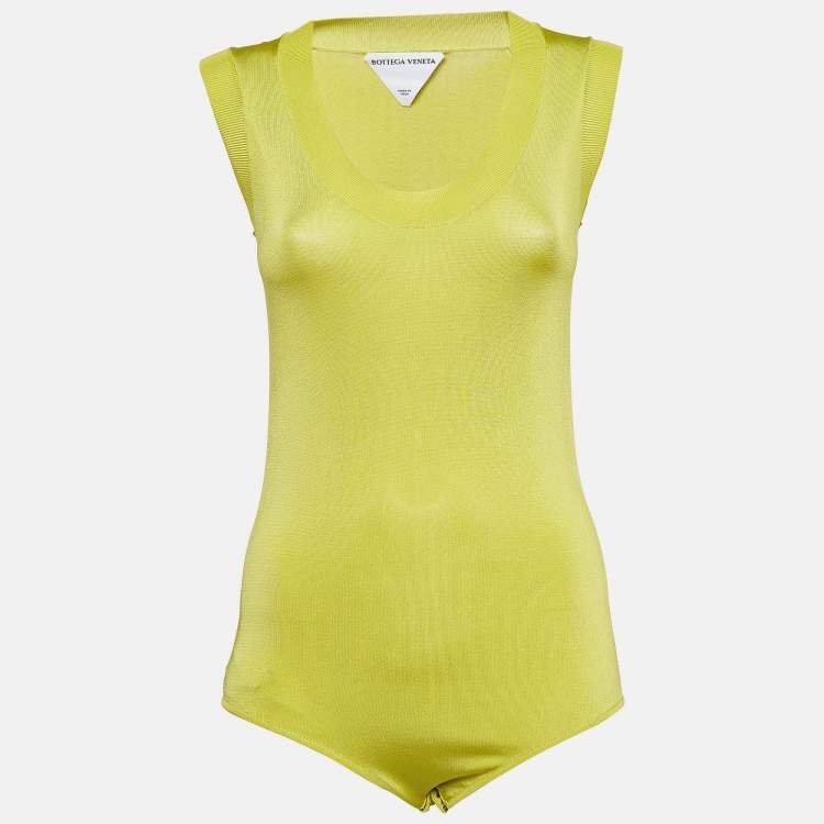 Pre Owned Bottega Veneta Light Green Jersey Bodysuit M