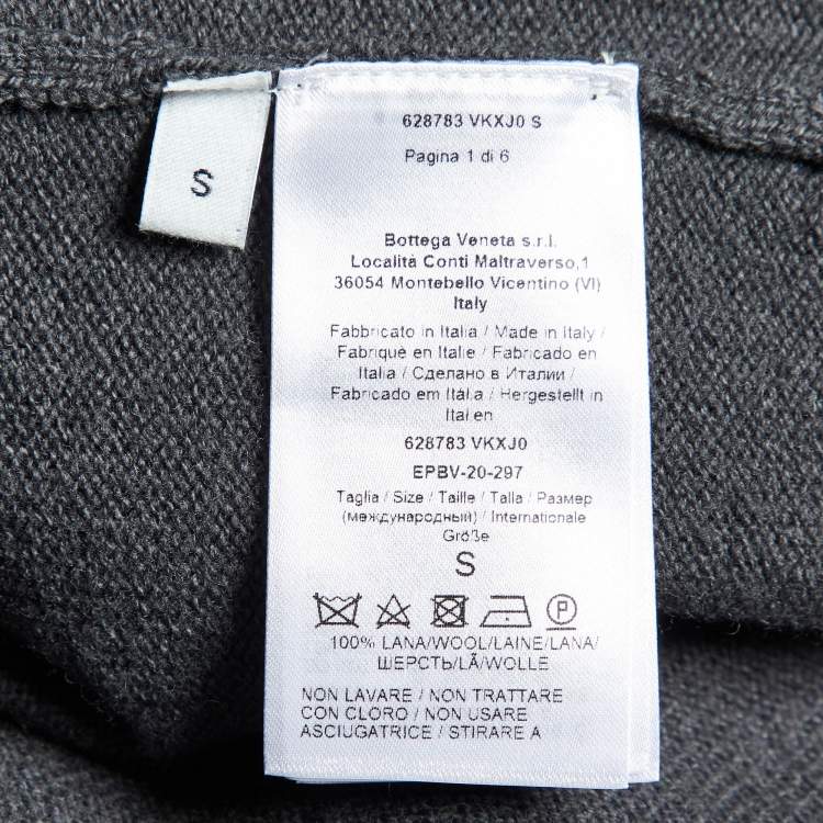 Pre Owned Bottega Veneta Grey Wool Knit Button Front Cardigan S