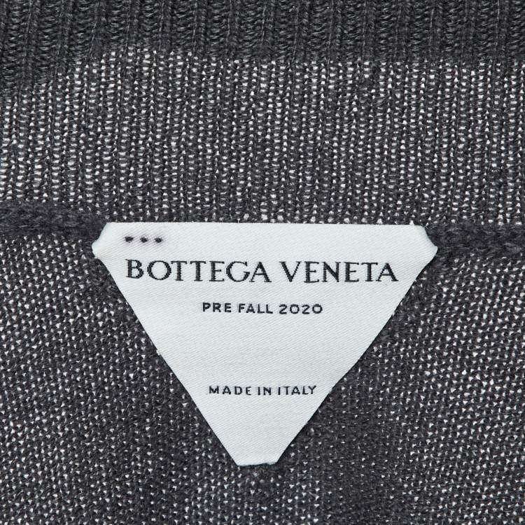 Pre Owned Bottega Veneta Grey Wool Knit Button Front Cardigan S