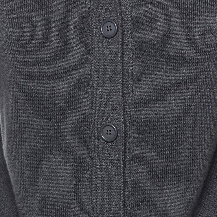 Pre Owned Bottega Veneta Grey Wool Knit Button Front Cardigan S