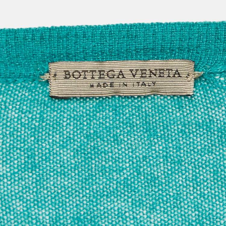 Pre Owned Bottega Veneta Green Cashmere and Silk Layered Cardigan M
