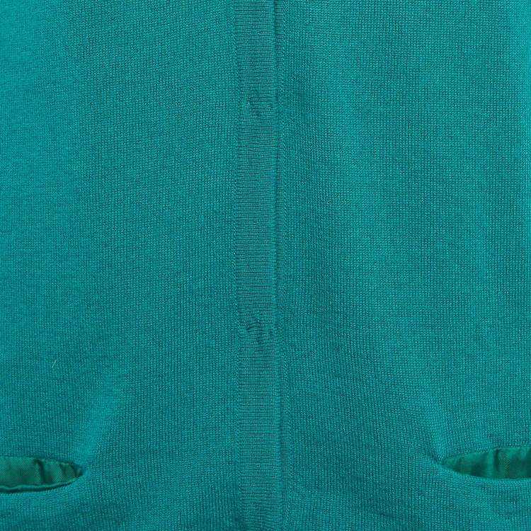 Pre Owned Bottega Veneta Green Cashmere and Silk Layered Cardigan M