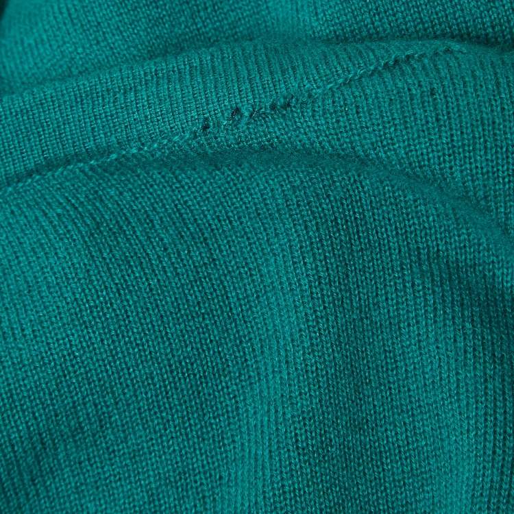 Pre Owned Bottega Veneta Green Cashmere and Silk Layered Cardigan M