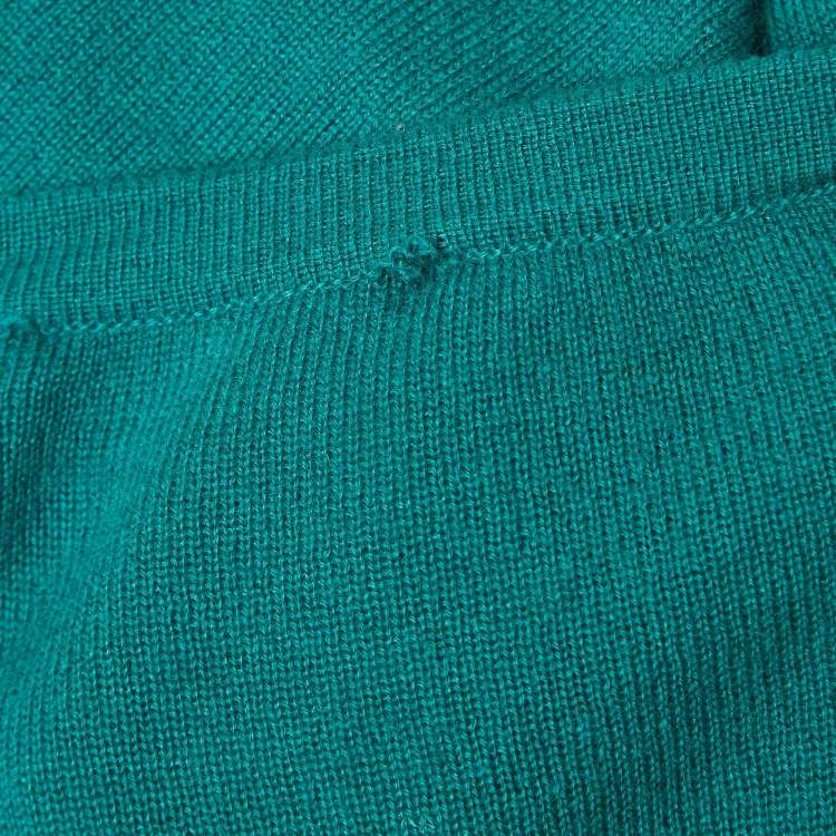 Pre Owned Bottega Veneta Green Cashmere and Silk Layered Cardigan M