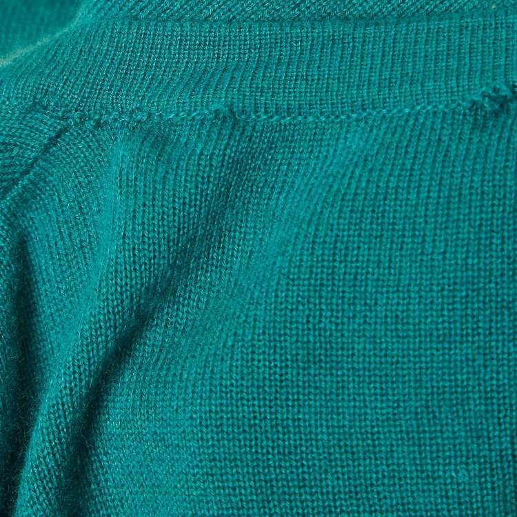 Pre Owned Bottega Veneta Green Cashmere and Silk Layered Cardigan M