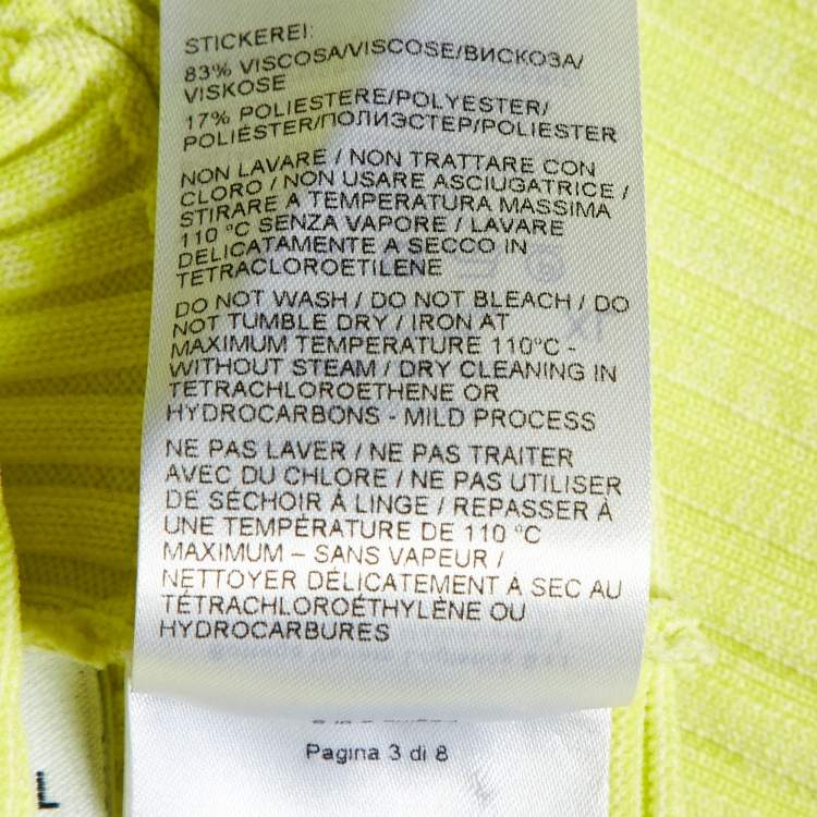 Pre Owned Bottega Veneta Yellow Intreccio Knit Midi Dress XL