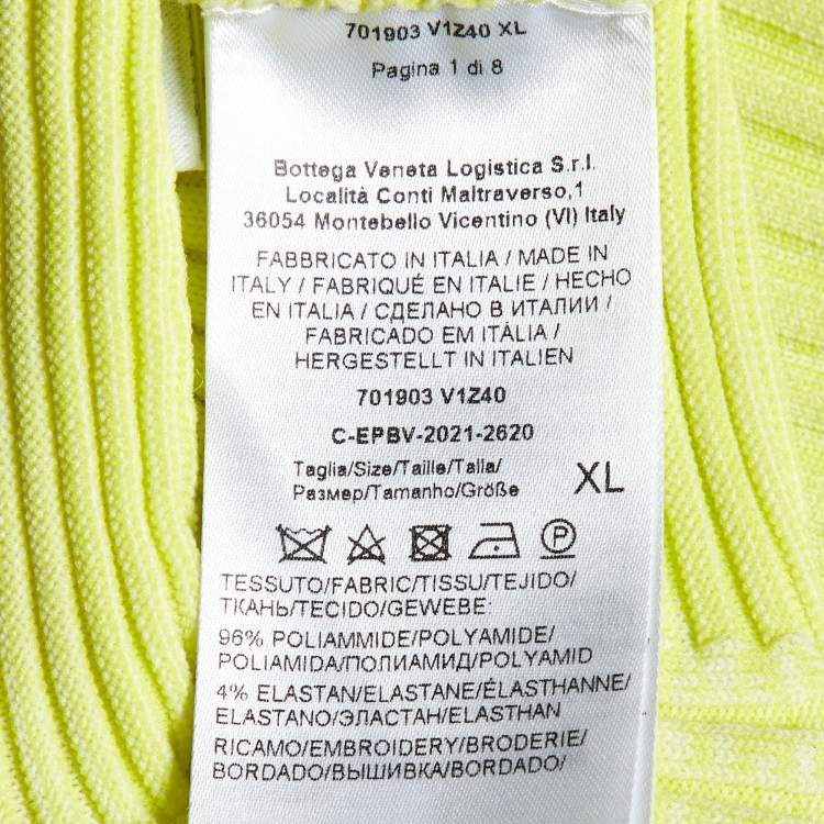 Pre Owned Bottega Veneta Yellow Intreccio Knit Midi Dress XL