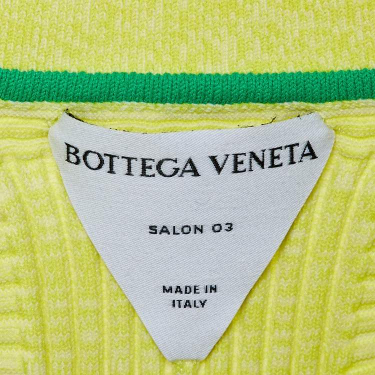 Pre Owned Bottega Veneta Yellow Intreccio Knit Midi Dress XL