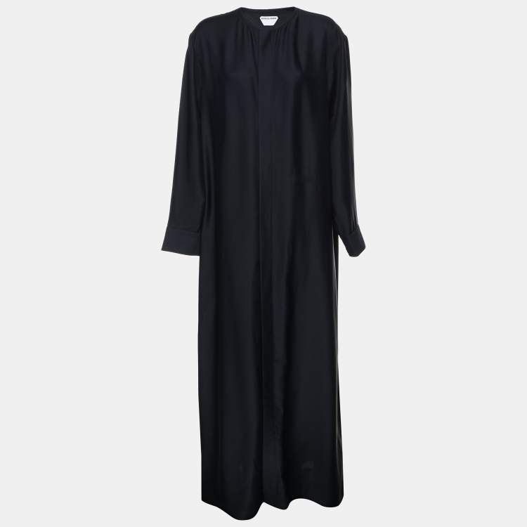 Pre Owned Bottega Veneta Navy Blue Crepe Long Dress S