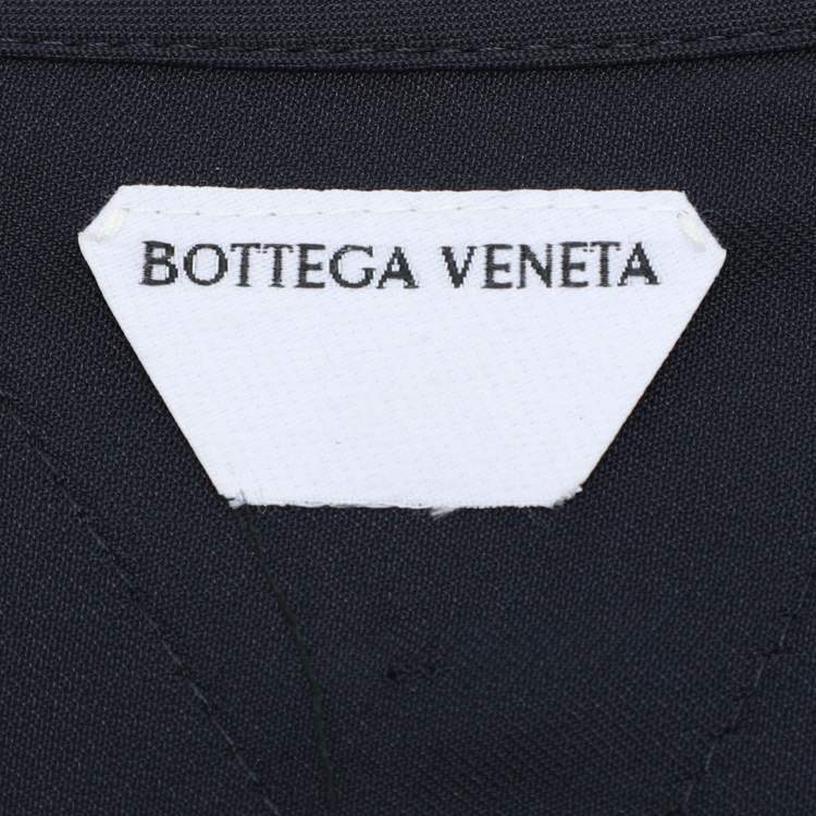 Pre Owned Bottega Veneta Navy Blue Crepe Long Dress S