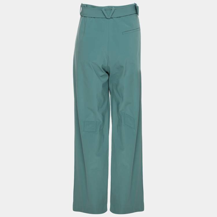 Pre Owned Bottega Veneta Seagreen Nylon Knee Strap Trousers S