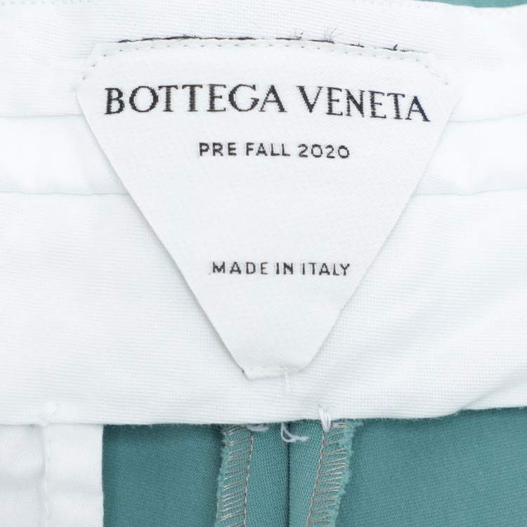Pre Owned Bottega Veneta Seagreen Nylon Knee Strap Trousers S
