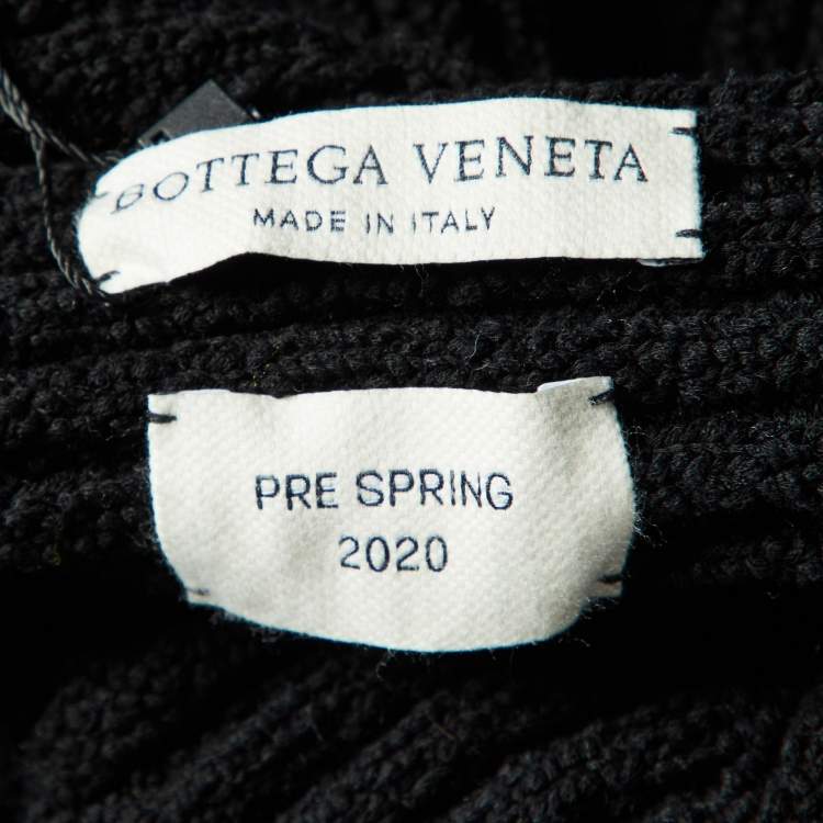 Pre Owned Bottega Veneta Black Rib Knit Cotton Full Sleeve Sweater M