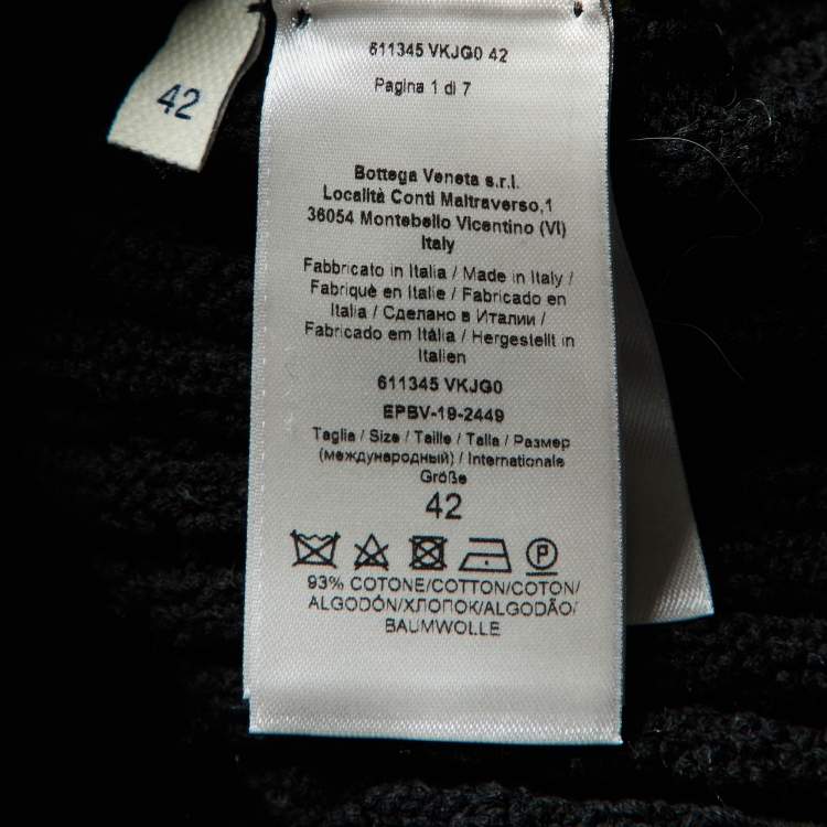 Pre Owned Bottega Veneta Black Rib Knit Cotton Full Sleeve Sweater M