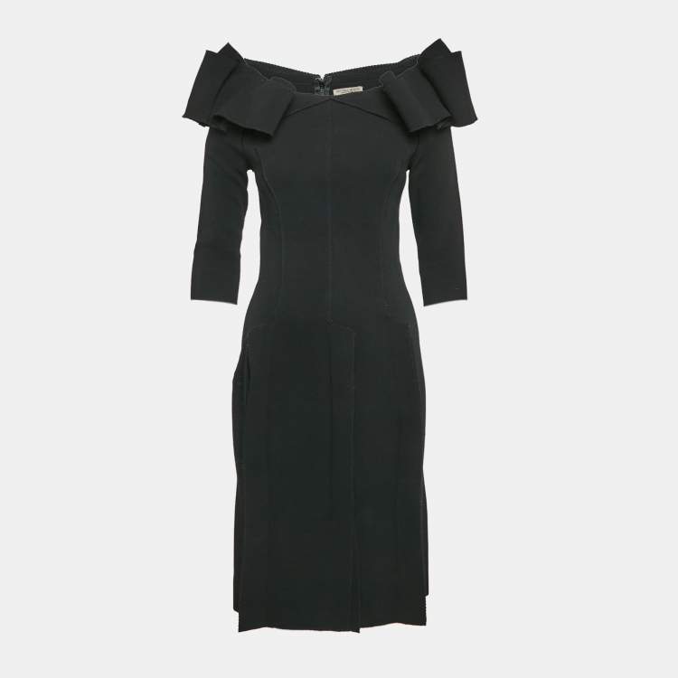 Pre Owned Bottega Veneta Black Crepe Gathered Short Dress S