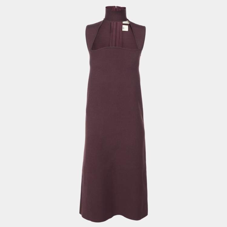 مملوكة مسبقًا Bottega Veneta Purple Rib Knit Midi Dress XS