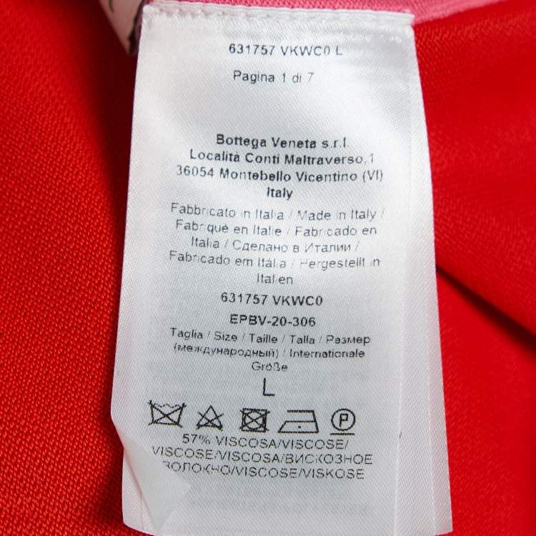 Pre Owned Bottega Veneta Pink/Red Jersey Raw-Edge Detail Kaftan Dress L