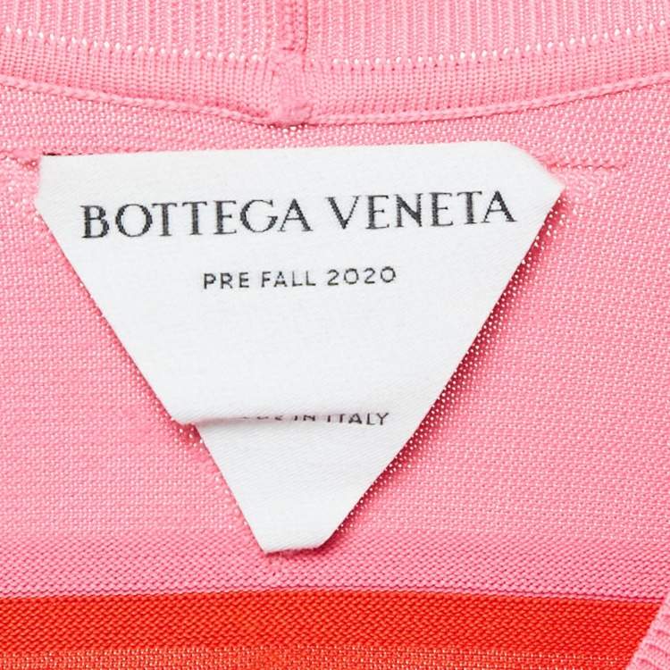 Pre Owned Bottega Veneta Pink/Red Jersey Raw-Edge Detail Kaftan Dress L