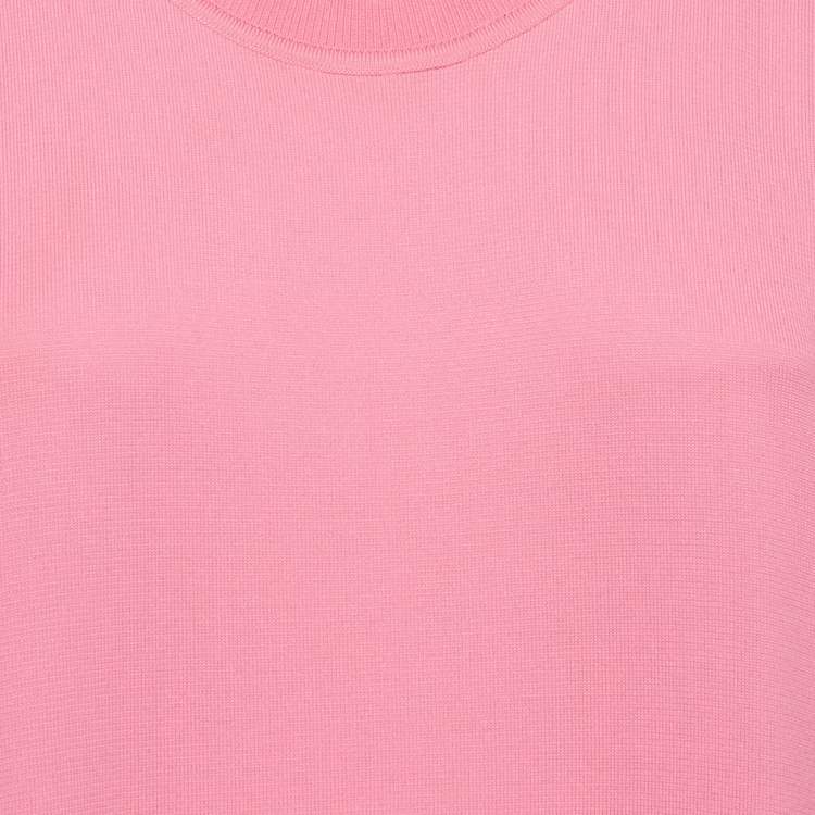 Pre Owned Bottega Veneta Pink/Red Jersey Raw-Edge Detail Kaftan Dress L
