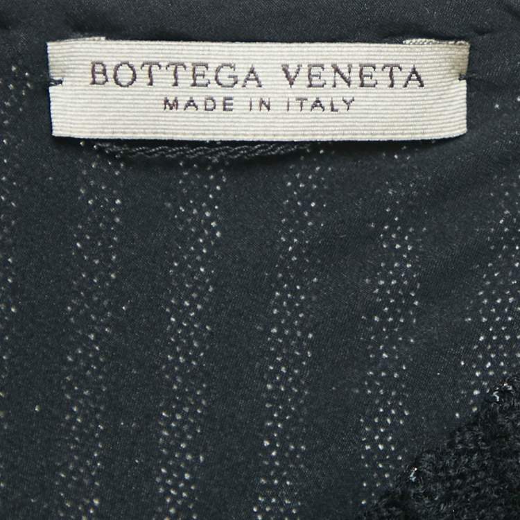 Pre Owned Bottega Veneta Black Wool & Patterned Knit Sleeveless Midi Dress M