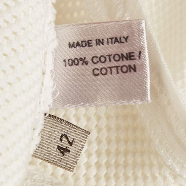 Pre Owned Bottega Veneta Off-White Perforated Cotton Single Breasted Blazer M
