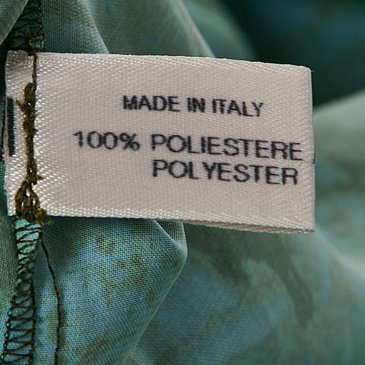 Pre Owned Bottega Veneta Blue/Green Marble Print Satin Plisse Short Dress M
