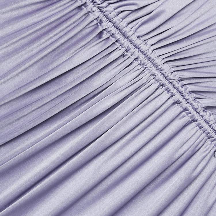 Pre Owned Bottega Veneta Purple Jersey Ruched Asymmetric Midi Dress XXS