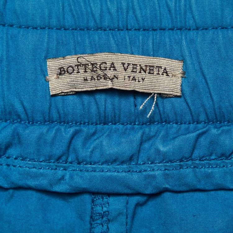 Pre Owned Bottega Veneta Teal Blue Cotton Drawstring Waist Skirt S