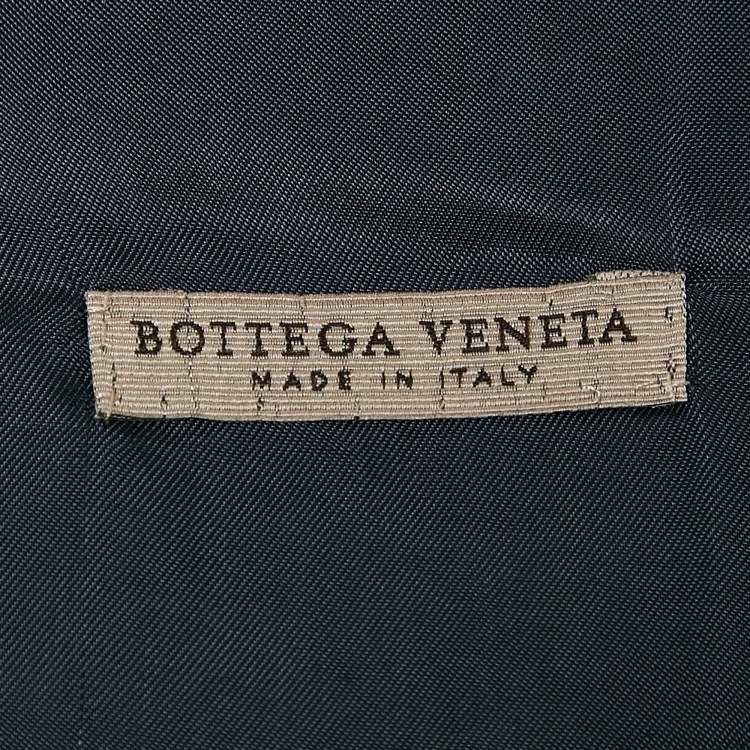 Pre Owned Bottega Veneta Navy Blue Printed Gabardine Single Breasted Blazer M
