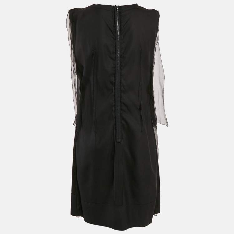 Pre Owned Bottega Veneta Black Silk Blend V-Neck Short Dress S