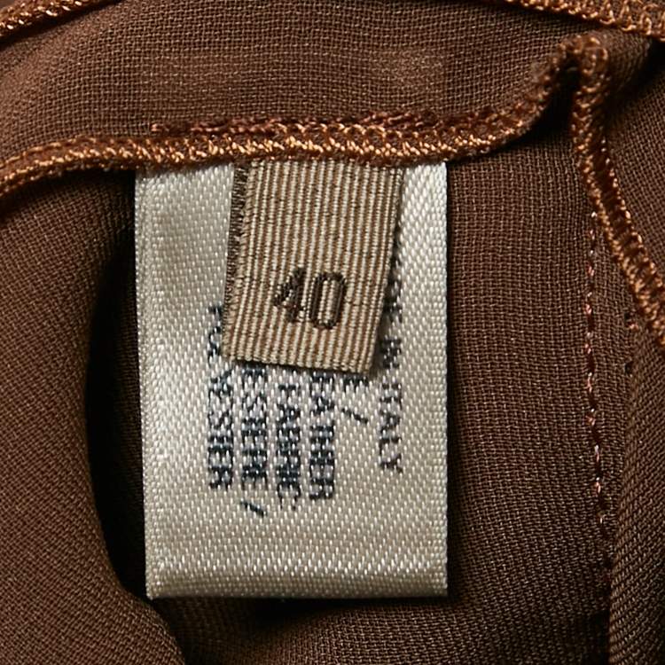 Pre Owned Bottega Veneta Brown Leather Round Neck Sleeveless Short Dress S