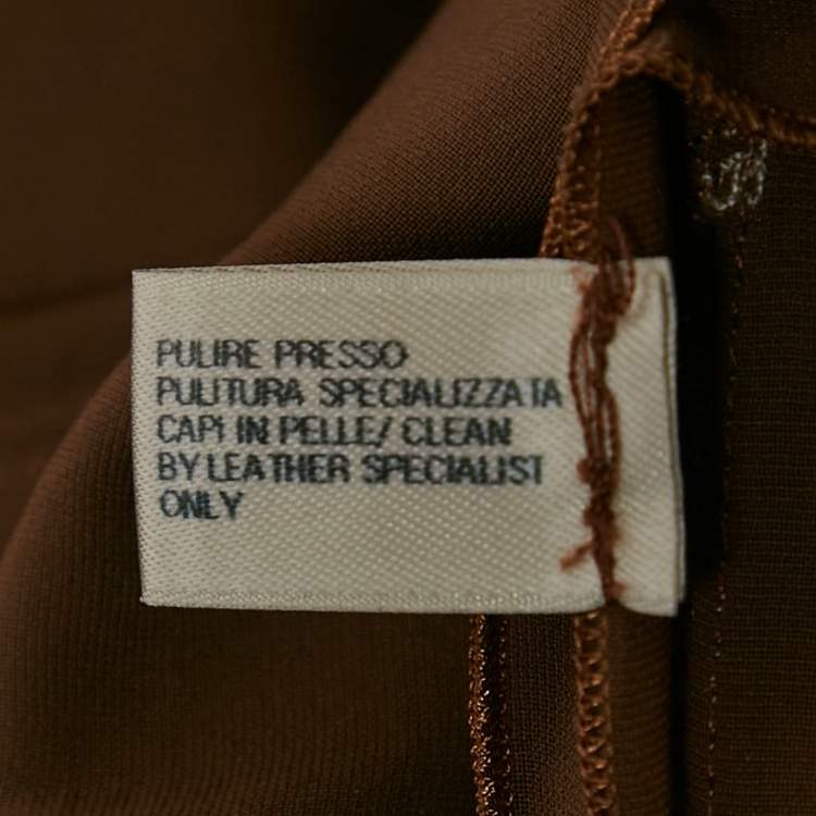 Pre Owned Bottega Veneta Brown Leather Round Neck Sleeveless Short Dress S